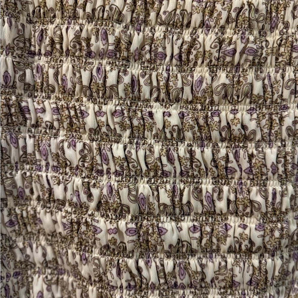 Floral Smocked Top - Cream and Purple - Picture 2 of 3